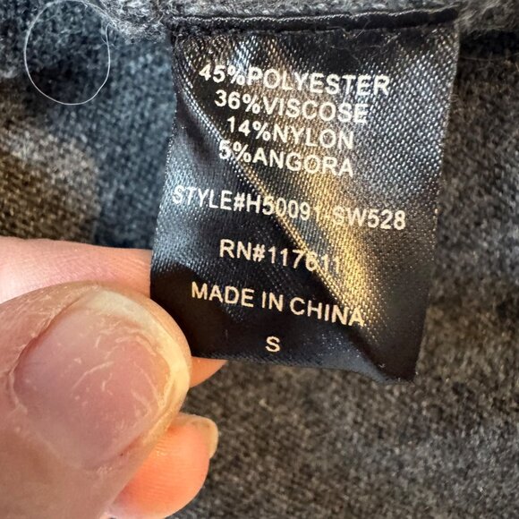 Potters Pot Mini Sweater Dress Grey Beaded Angora Blend Long Sleeve Size S - Picture 5 of 11